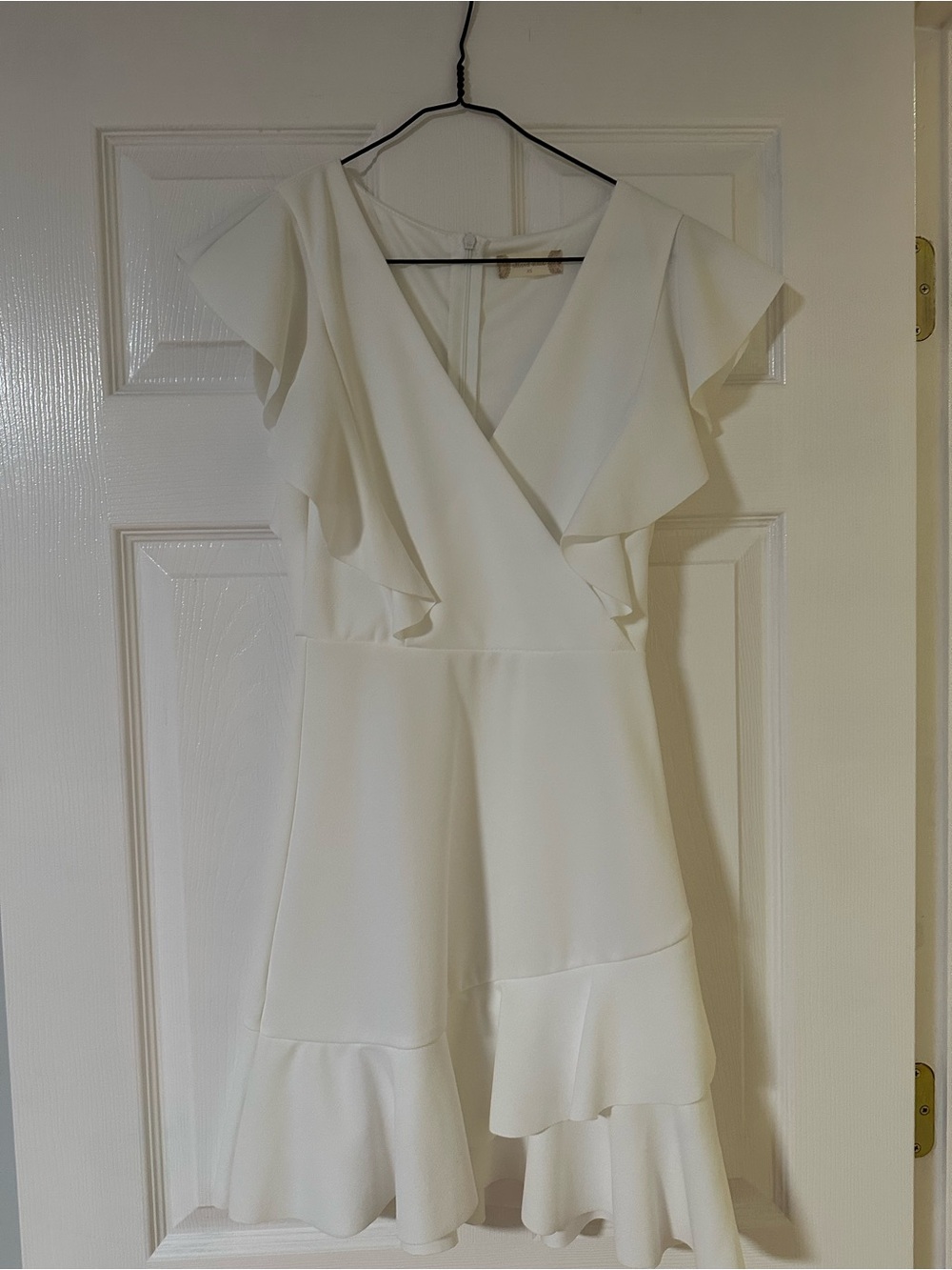 Alter’d state Elegant White Ruffle Wrap-Style Women's Dress